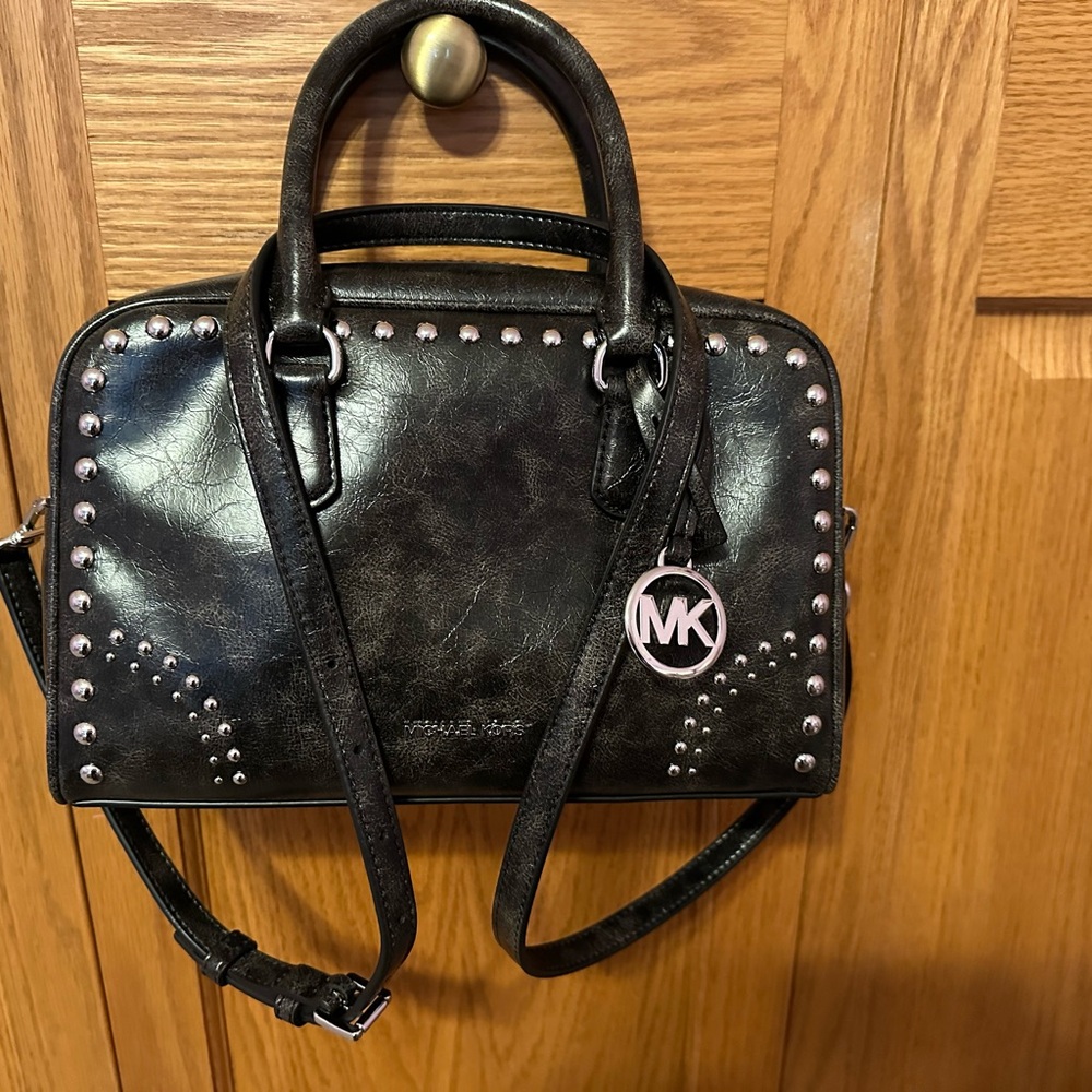Michael Kors Black Satchel cross body with Silver Studs